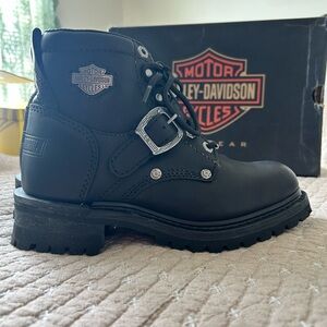 Harley-Davidson Black Leather Faded Glory Ankle Boots